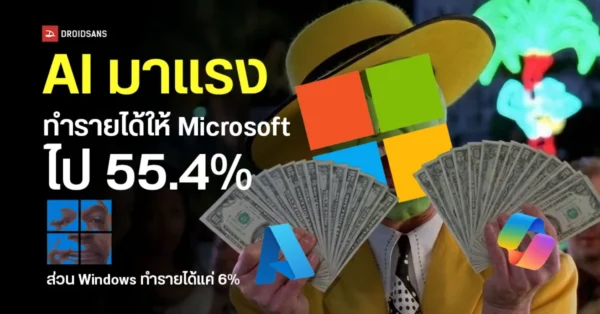 Windows อาจไม่ใช่เสาหลักของ Microsoft อีกต่อไปหลังทำรายได้เหลือแค่ 5-6% เท่านั้น ไม่แปลกใจทำไม AI ถูกใส่มาเต็มระบบ